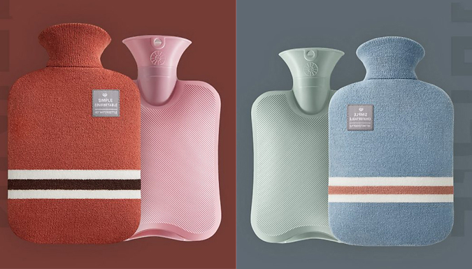 PVC Hot Water Bottle With Faux Woollen Cover - 5 Colours