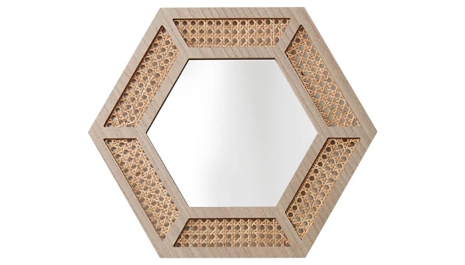 Boho Rattan Cane Effect Wall Mirror