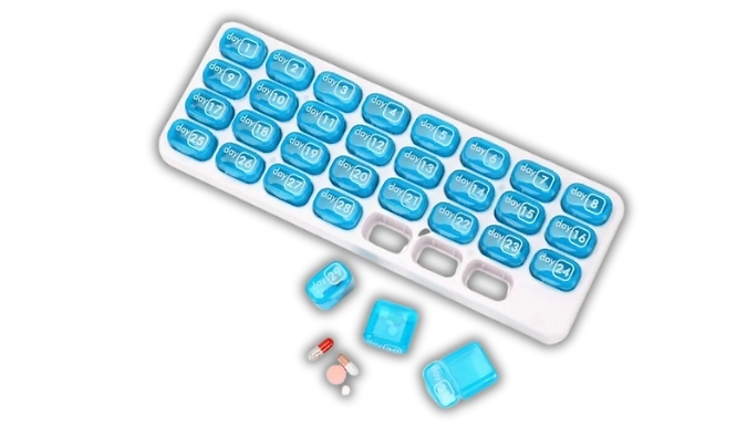 31-Grid Travel Pill Case - 4 Colours at Go Groopie IE