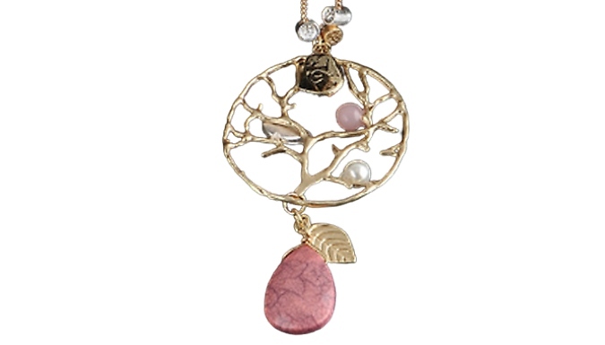 Bird Tree Pendant Boho Necklace