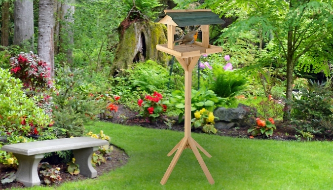 Free-Standing Wooden Bird Feeding Table