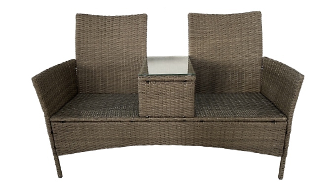 Outdoor Rattan 2 Seater Love Chair with Table at Go Groopie IE