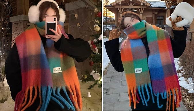 Colourful Chequered Chunky Scarf - 3 Colours!