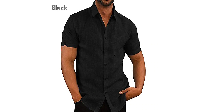 Men’s Short Sleeve Linen Shirt - 5 Sizes & 4 Colours