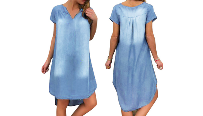 Casual Loose Summer Denim Dress - 5 Colours & 4 Sizes