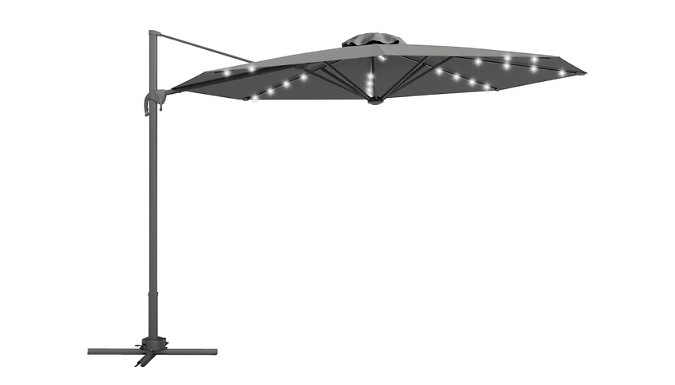 Outsunny 3m Cantilever Roma Parasol with LED Solar Lights