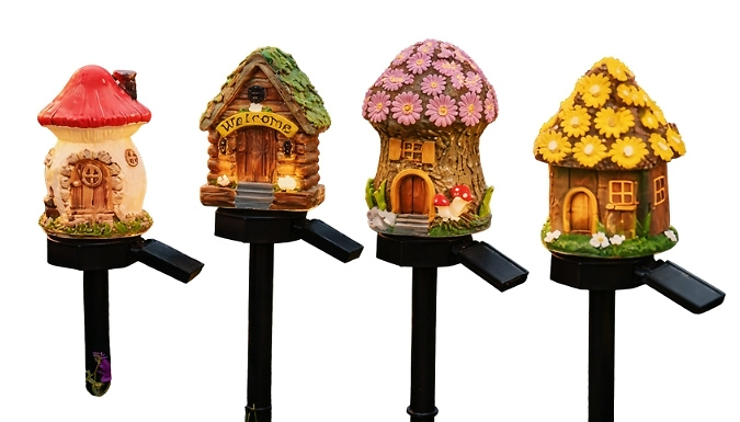 1, 2 or 4-Pack of Cute Cottage Solar Stake Lights - 4 Colours!