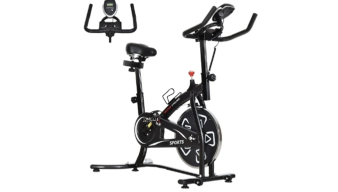 Go Groopie MHSTAR UK LTD HOMCOM Exercise Bike with LCD Monitor