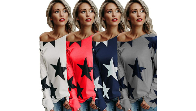 Starry One-Shoulder Long Sleeve Top