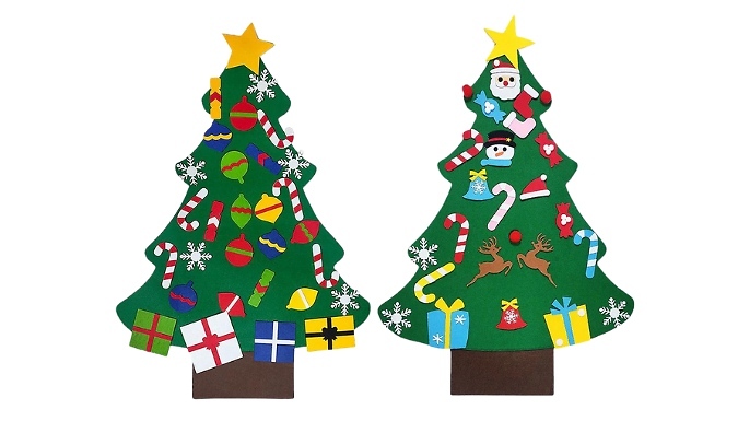 Hanging Velcro Christmas Tree With Stick-On Decorations - 6 Designs