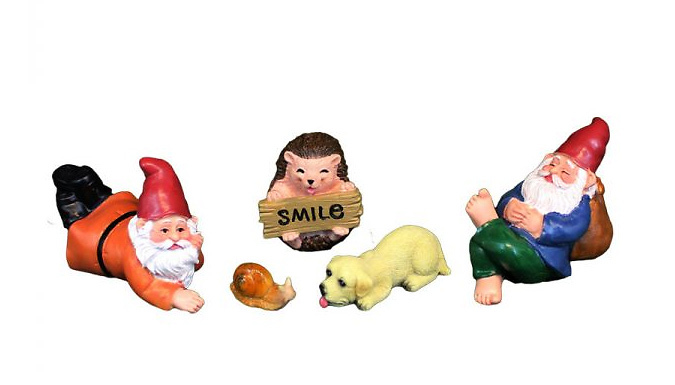 Mini Funny Lying Gnome Statues