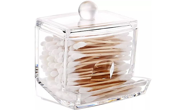 One or Two Acrylic Q-Tip Cotton Swab Storage Dispensers