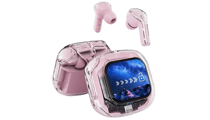 Wireless Bluetooth Earphones & Case with Digital Display - 5 Colours!