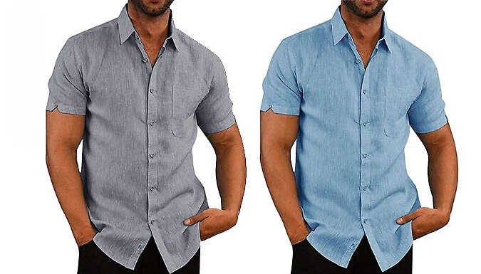 Men's Buttoned Linen Shirt! - 5 Colours & 7 Sizes