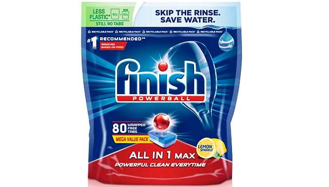 Finish Powerball 'All In One Max' Lemon Sparkle Dishwasher Tablets - 80, 160 or 240-Pack