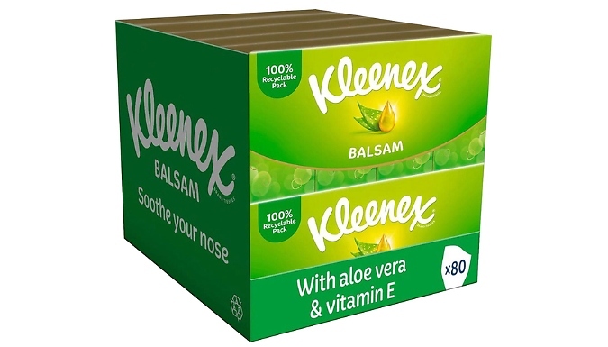 80-Pack of Balsam Aloe Vera & Vitamin E Kleenex Tissues