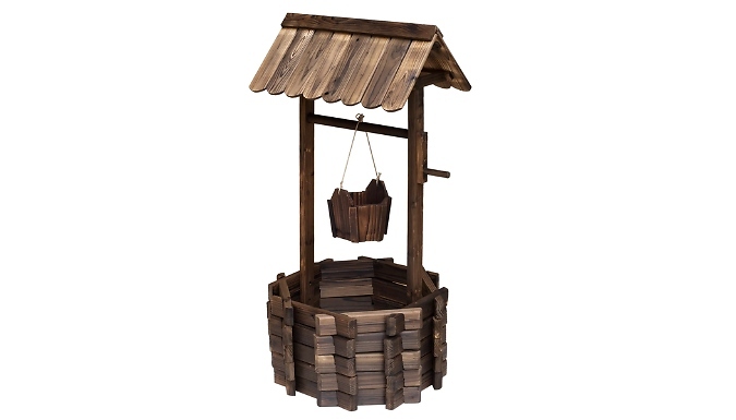 Outsunny Wooden Wishing Well Garden Planter
