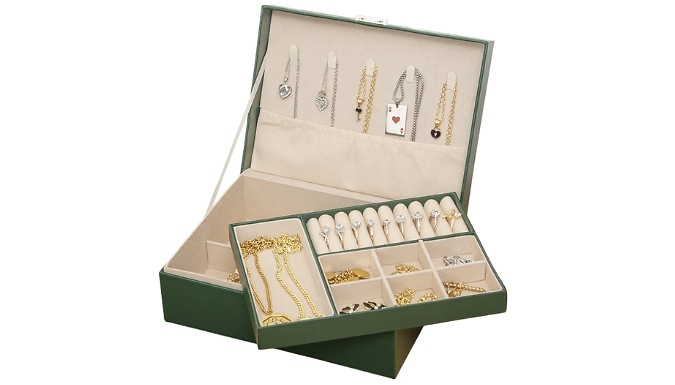 Double-Layer Multi-Compartment Jewellery Box - 4 Colours!