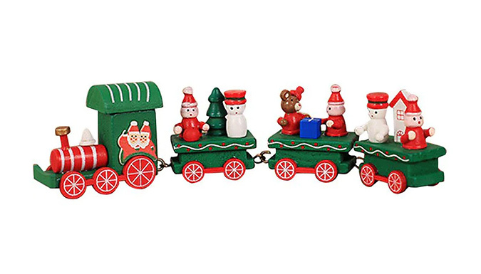 5-Piece Christmas Wooden Train Ornament Set - 3 Colours