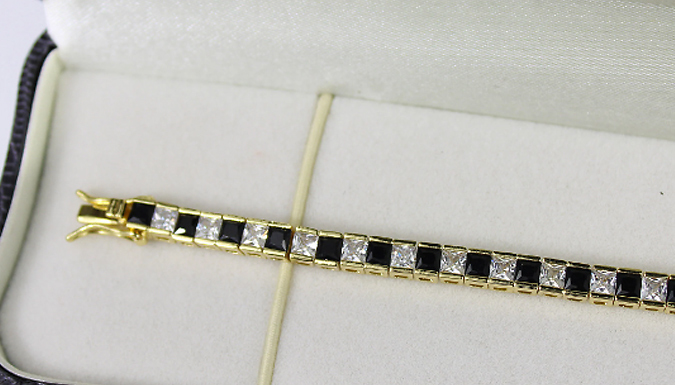 Yellow Gold Finish Created Diamond Bracelet With Jewellery Box