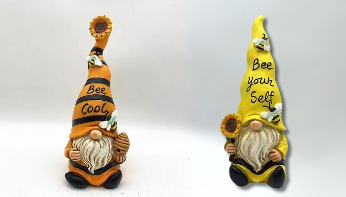 1 or 2-Pack Bee Garden Gnomes. - 2 Colours at Go Groopie