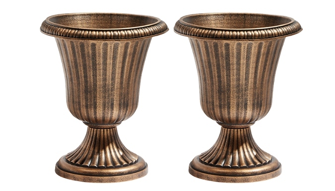 Garden Grow Set of 2 Bronze Urn Planters