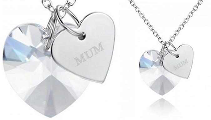 Simulated Crystal Mum Heart Necklace