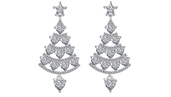 Crystal Christmas Tree Dangle Earrings