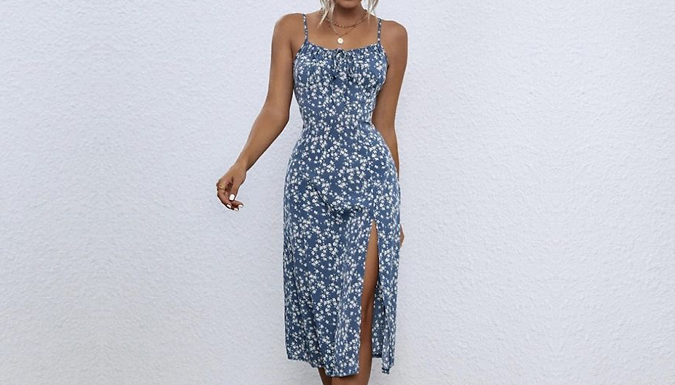 Women’s Floral Ruched Cami Dresses - 4 Colours & 6 Sizes