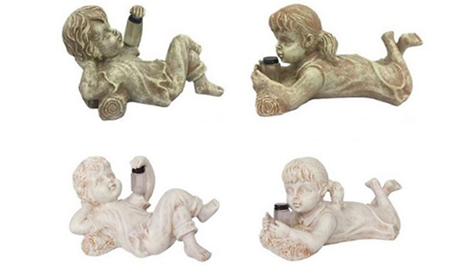 Child with Firefly Jar Solar Statues - 2 Colours & 2 Options