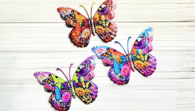 3-Piece 2D Garden Butterfly Wall Decorations from Go Groopie IE
