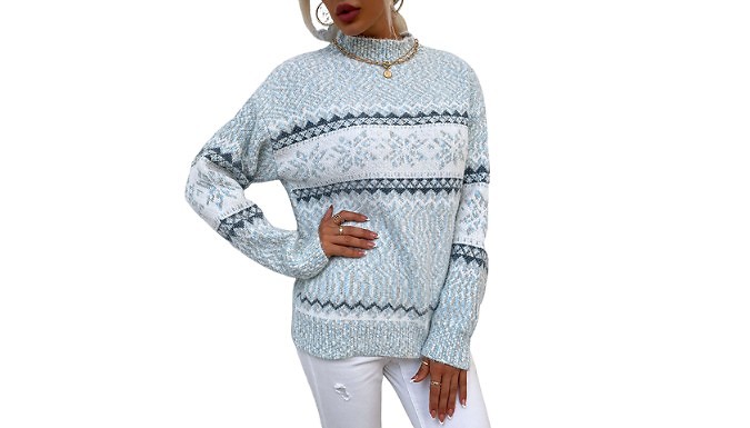 Half-High Neck Snowflake Sweater - 4 Colours, 4 Sizes