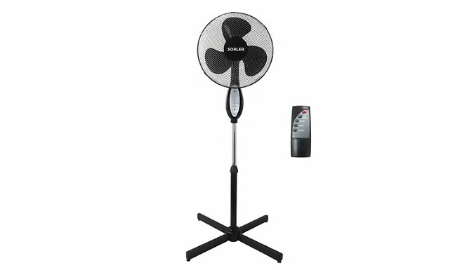 Black 16” Oscillating Floor Standing Pedestal Fan - With Remote Control!