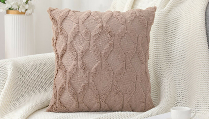 2-Pack of Diamond Pattern Plush Cushion Covers - 4 Colours