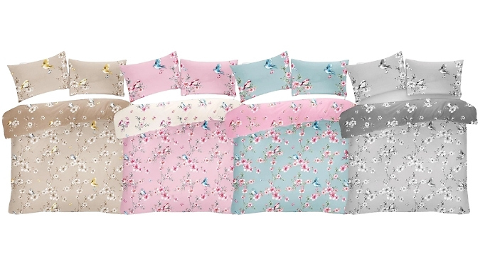 Birdie Blossom Duvet Cover & Pillowcase Set - 6 Colours, 3 Sizes