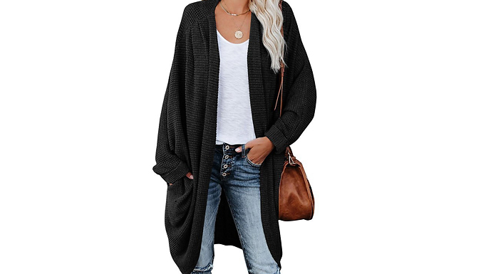 Women's Waffle Knit Batwing Cardigan - 7 Colours & 4 Sizes