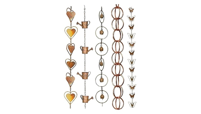 3.2ft Outdoor Metal Rain Chain - 5 Designs!