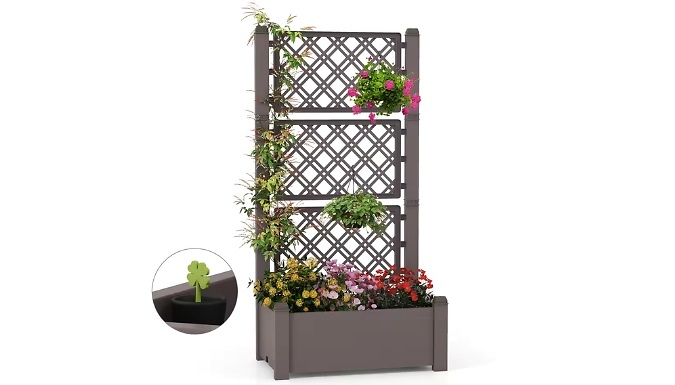 Self-Watering Raised Flower Bed with Trellis
