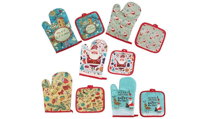 Christmas Oven Glove & Mat - 6 Designs