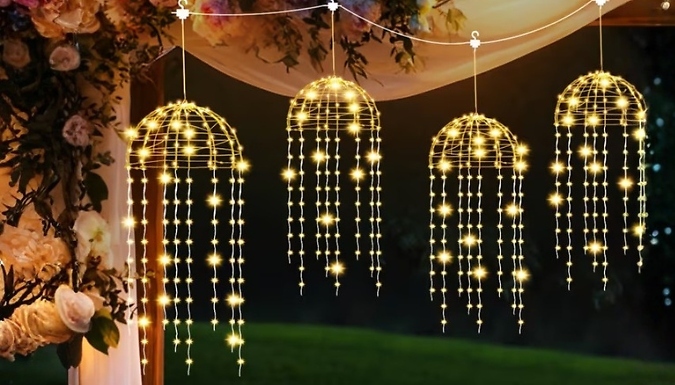 4-Vine Hanging Solar-Powered Jellyfish Light