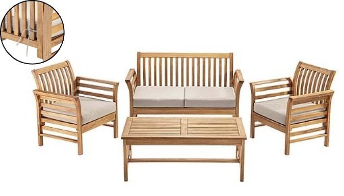 4-Piece Acacia Wood Garden Sofa Set