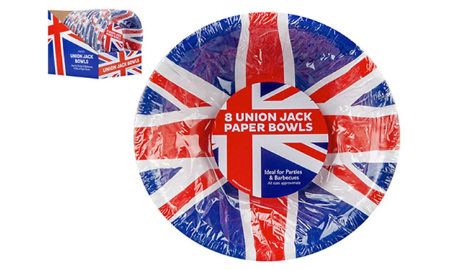 Coronation Union Jack Party Plates. Bowls, & Tumblers - 5 Options