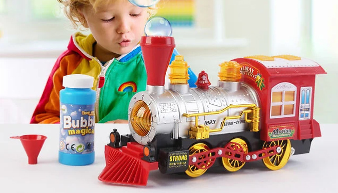 Bubble blowing toy train online