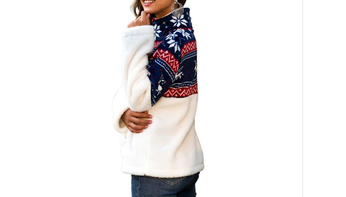 Women's Christmas Fair Isle Half-Zip Fleece - 5 Sizes