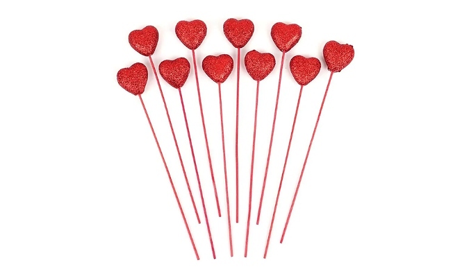 10 or 20 Glitter Foam Love Heart Sticks