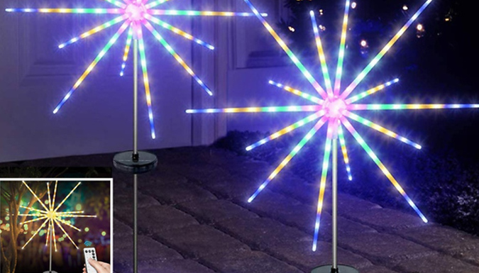 112-LED Solar Fireworks Garden Lights With Remote - 2 Colours