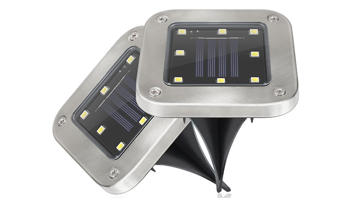 2 or 4 Waterproof Solar 8 LED Ground Lights - 2 Colours