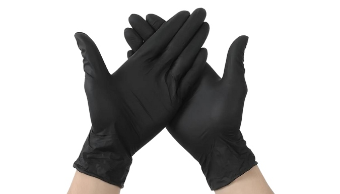 20, 50 or 100-Pack of Disposable Black Nitrile Gloves - 4 Sizes!