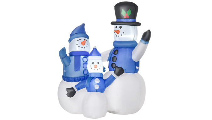 HOMCOM LED Christmas Inflatable Snowman Family