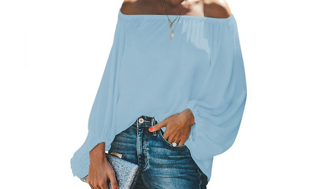 Off-the-Shoulder Balloon Sleeve Top - 6 Sizes & 6 Colours